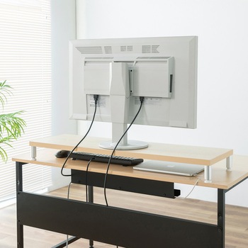 机上ラック eシリーズ 薄い木目×ホワイト丸脚 サンワサプライ