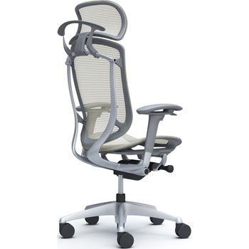 コンテッサセコンダ、可動肘、固定ヘッド、座メッシュ、ハンガー付、ランバー無、グレーB、シルバー、脚シルバー、ウレタン オカムラ(岡村製作所)