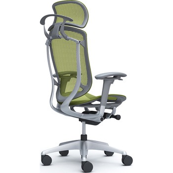 コンテッサセコンダ、可動肘、固定ヘッド、座メッシュ、ハンガー付、ランバー無、グレーB、シルバー、脚シルバー、ウレタン オカムラ(岡村製作所)