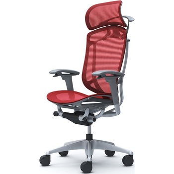 コンテッサセコンダ、可動肘、固定ヘッド、座メッシュ、ハンガー付、ランバー無、グレーB、シルバー、脚シルバー、ウレタン オカムラ(岡村製作所)