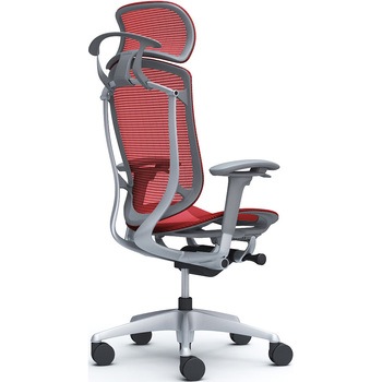 コンテッサセコンダ、可動肘、固定ヘッド、座メッシュ、ハンガー付、ランバー無、グレーB、シルバー、脚シルバー、ウレタン オカムラ(岡村製作所)