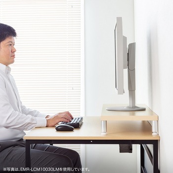 机上ラック eシリーズ 薄い木目×ホワイト丸脚 サンワサプライ