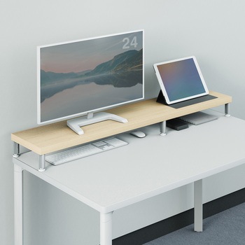 机上ラック eシリーズ 薄い木目×ホワイト丸脚 サンワサプライ