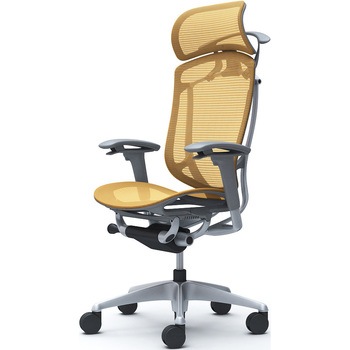 コンテッサセコンダ、可動肘、固定ヘッド、座メッシュ、ハンガー付、ランバー無、グレーB、シルバー、脚シルバー、ウレタン オカムラ(岡村製作所)