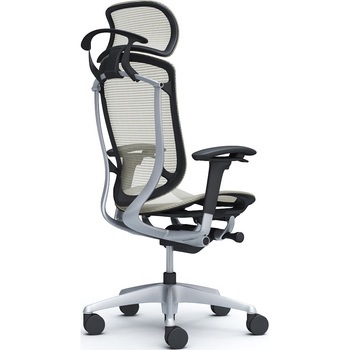 コンテッサセコンダ、可動肘、固定ヘッド、座メッシュ、ハンガー付、ランバー無、ブラックB、シルバー、脚シルバー、ウレタン オカムラ(岡村製作所)