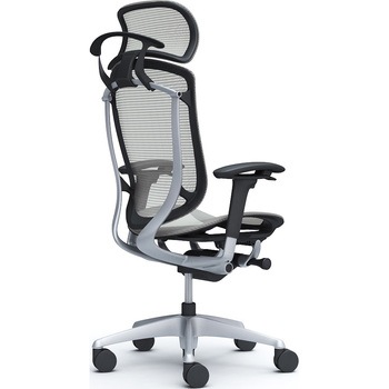 コンテッサセコンダ、可動肘、固定ヘッド、座メッシュ、ハンガー付、ランバー無、ブラックB、シルバー、脚シルバー、ウレタン オカムラ(岡村製作所)