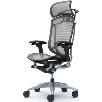 コンテッサセコンダ、可動肘、固定ヘッド、座メッシュ、ハンガー付、ランバー無、ブラックB、シルバー、脚シルバー、ウレタン オカムラ(岡村製作所)