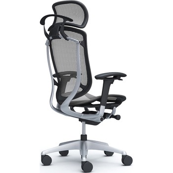 コンテッサセコンダ、可動肘、固定ヘッド、座メッシュ、ハンガー付、ランバー無、ブラックB、シルバー、脚シルバー、ウレタン オカムラ(岡村製作所)