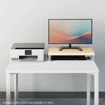 机上ラック eシリーズ 薄い木目×ホワイト丸脚 サンワサプライ