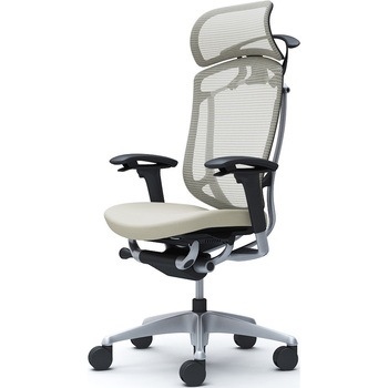 コンテッサセコンダ、可動肘、固定ヘッド、座クッション、ハンガー付、ランバー無、ブラックB、シルバー、脚シルバー、ウレタン オカムラ(岡村製作所)
