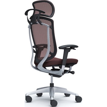 コンテッサセコンダ、可動肘、固定ヘッド、座クッション、ハンガー付、ランバー無、ブラックB、シルバー、脚シルバー、ウレタン オカムラ(岡村製作所)