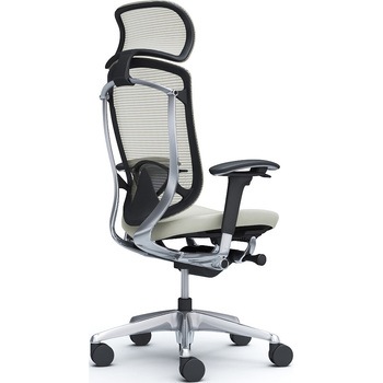 コンテッサセコンダ、可動肘、固定ヘッド、座革、ハンガー無、ランバー付、ブラックB、ポリッシュ、脚ポリッシュ、ウレタン オカムラ(岡村製作所)