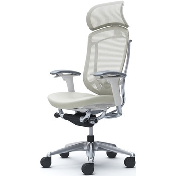 コンテッサセコンダ、可動肘、固定ヘッド、座革、ハンガー無、ランバー付、ホワイトB、ポリッシュ、脚ポリッシュ、ウレタン - オカムラ(岡村製作所)