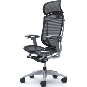 コンテッサセコンダ、可動肘、固定ヘッド、座メッシュ、ハンガー無、ランバー無、グレーB、シルバー、脚シルバー、ウレタン - オカムラ(岡村製作所)