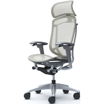 コンテッサセコンダ、可動肘、固定ヘッド、座メッシュ、ハンガー無、ランバー無、グレーB、シルバー、脚シルバー、ウレタン - オカムラ(岡村製作所)