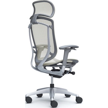 コンテッサセコンダ、可動肘、固定ヘッド、座メッシュ、ハンガー無、ランバー無、グレーB、シルバー、脚シルバー、ウレタン - オカムラ(岡村製作所)