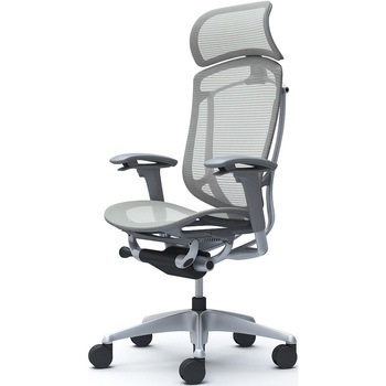 コンテッサセコンダ、可動肘、固定ヘッド、座メッシュ、ハンガー無、ランバー無、グレーB、シルバー、脚シルバー、ウレタン - オカムラ(岡村製作所)