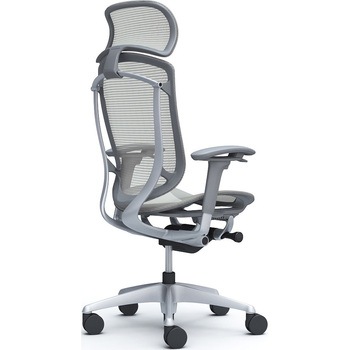 コンテッサセコンダ、可動肘、固定ヘッド、座メッシュ、ハンガー無、ランバー無、グレーB、シルバー、脚シルバー、ウレタン - オカムラ(岡村製作所)