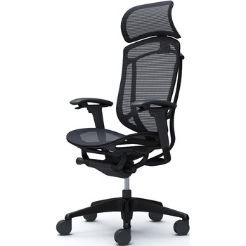 コンテッサセコンダ、可動肘、固定ヘッド、座メッシュ、ハンガー無、ランバー無、ブラックB、ブラック、脚ブラック、ウレタン オカムラ(岡村製作所)