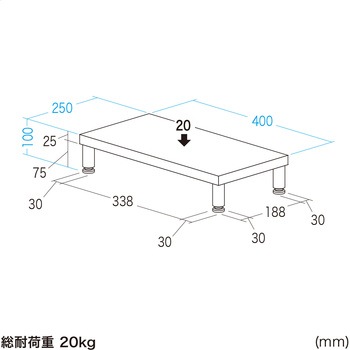 机上ラック eシリーズ 薄い木目×ホワイト丸脚 サンワサプライ