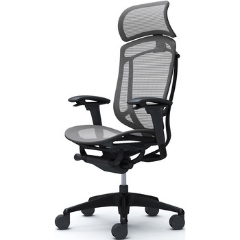 コンテッサセコンダ、可動肘、固定ヘッド、座メッシュ、ハンガー無、ランバー無、ブラックB、ブラック、脚ブラック、ウレタン オカムラ(岡村製作所)