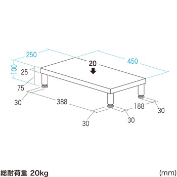 机上ラック eシリーズ ブラック×ブラック丸脚 サンワサプライ