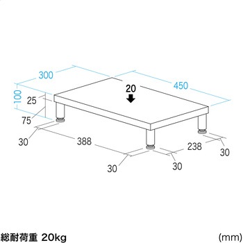 机上ラック eシリーズ 薄い木目×ホワイト丸脚 サンワサプライ