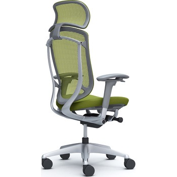 コンテッサセコンダ、可動肘、固定ヘッド、座クッション、ハンガー無、ランバー無、グレーB、シルバー、脚シルバー、ウレタン オカムラ(岡村製作所)