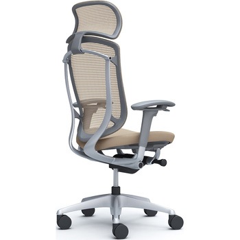 コンテッサセコンダ、可動肘、固定ヘッド、座クッション、ハンガー無、ランバー無、グレーB、シルバー、脚シルバー、ウレタン オカムラ(岡村製作所)