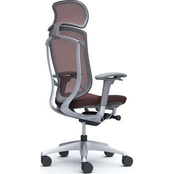 コンテッサセコンダ、可動肘、固定ヘッド、座クッション、ハンガー無、ランバー無、グレーB、シルバー、脚シルバー、ウレタン オカムラ(岡村製作所)