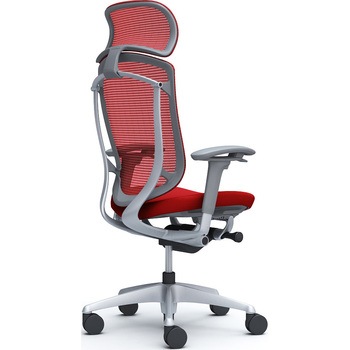 コンテッサセコンダ、可動肘、固定ヘッド、座クッション、ハンガー無、ランバー無、グレーB、シルバー、脚シルバー、ウレタン オカムラ(岡村製作所)