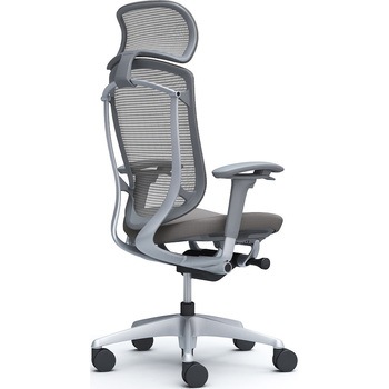 コンテッサセコンダ、可動肘、固定ヘッド、座クッション、ハンガー無、ランバー無、グレーB、シルバー、脚シルバー、ウレタン オカムラ(岡村製作所)