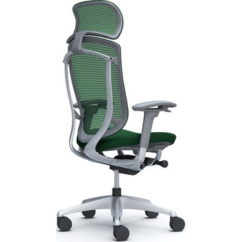 コンテッサセコンダ、可動肘、固定ヘッド、座クッション、ハンガー無、ランバー無、グレーB、シルバー、脚シルバー、ウレタン オカムラ(岡村製作所)