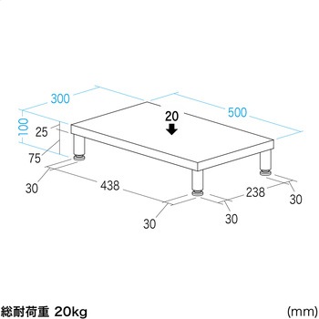 机上ラック eシリーズ 薄い木目×ホワイト丸脚 サンワサプライ