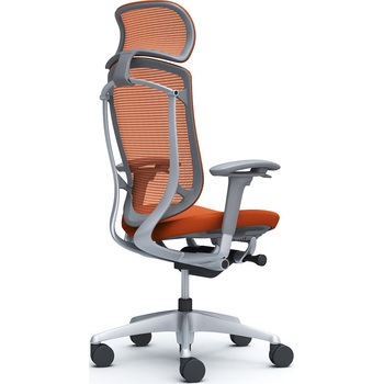 コンテッサセコンダ、可動肘、固定ヘッド、座クッション、ハンガー無、ランバー無、グレーB、シルバー、脚シルバー、ウレタン オカムラ(岡村製作所)