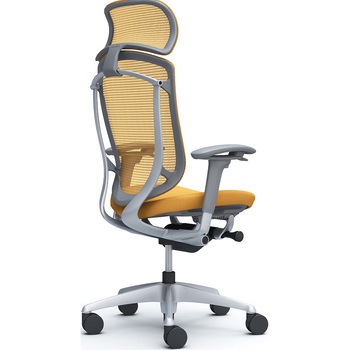 コンテッサセコンダ、可動肘、固定ヘッド、座クッション、ハンガー無、ランバー無、グレーB、シルバー、脚シルバー、ウレタン オカムラ(岡村製作所)