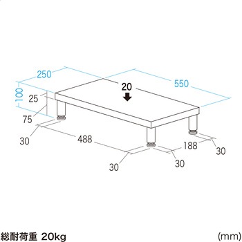 机上ラック eシリーズ ブラック×ブラック丸脚 サンワサプライ