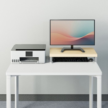 机上ラック eシリーズ 薄い木目×ホワイト丸脚 サンワサプライ