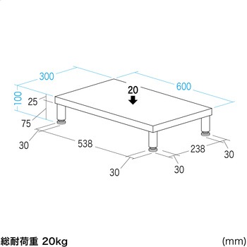 机上ラック eシリーズ 濃い木目×ブラック丸脚 サンワサプライ