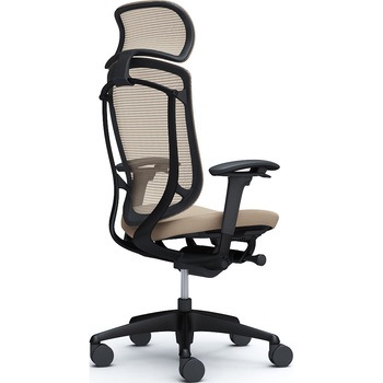 コンテッサセコンダ、可動肘、固定ヘッド、座クッション、ハンガー無、ランバー無、ブラックB、ブラック、脚ブラック、ウレタン オカムラ(岡村製作所)