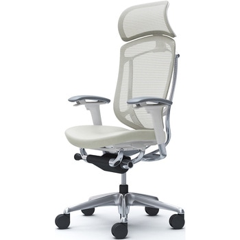 コンテッサセコンダ、可動肘、固定ヘッド、座革、ハンガー無、ランバー無、ホワイトB、ポリッシュ、脚ポリッシュ、ウレタン - オカムラ(岡村製作所)