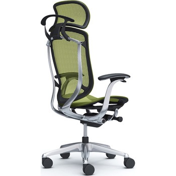 コンテッサセコンダ，固定肘，座メッシュ，大型ヘッド5本脚，ポリッシュ，ブラック，ランバー無ハンガー付 オカムラ(岡村製作所)