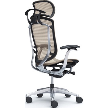 コンテッサセコンダ，固定肘，座メッシュ，大型ヘッド5本脚，ポリッシュ，ブラック，ランバー無ハンガー付 オカムラ(岡村製作所)