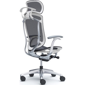 コンテッサセコンダ，固定肘，座メッシュ，大型ヘッド5本脚，ポリッシュ，ホワイト，ランバー無ハンガー付 オカムラ(岡村製作所)