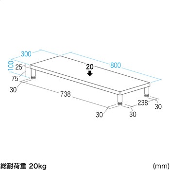 机上ラック eシリーズ 薄い木目×ホワイト丸脚 サンワサプライ