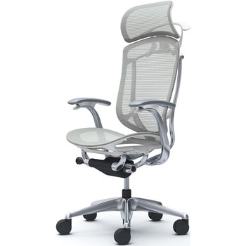 コンテッサセコンダ，固定肘，座メッシュ，大型ヘッド5本脚，ポリッシュ，ホワイト，ランバー無ハンガー付 オカムラ(岡村製作所)