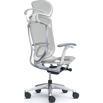 コンテッサセコンダ，固定肘，座メッシュ，大型ヘッド5本脚，ポリッシュ，ホワイト，ランバー無ハンガー付 オカムラ(岡村製作所)