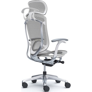 コンテッサセコンダ，固定肘，座メッシュ，大型ヘッド5本脚，ポリッシュ，ホワイト，ランバー無ハンガー付 オカムラ(岡村製作所)