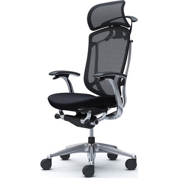 コンテッサセコンダ，固定肘，座クッション，大型ヘッド5本脚，ポリッシュ，ブラック，ランバー無ハンガー付 - オカムラ(岡村製作所)