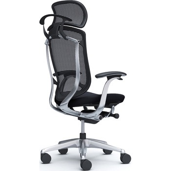 コンテッサセコンダ，固定肘，座クッション，大型ヘッド5本脚，ポリッシュ，ブラック，ランバー無ハンガー付 - オカムラ(岡村製作所)